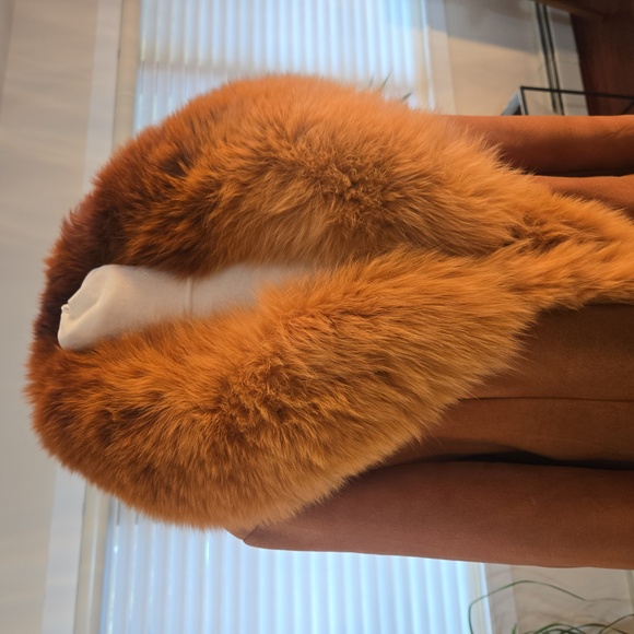 VTG Fox Fur Genuine Leather Shearling Penny Lane Coat XL Tan Brown Womens - Picture 2 of 14